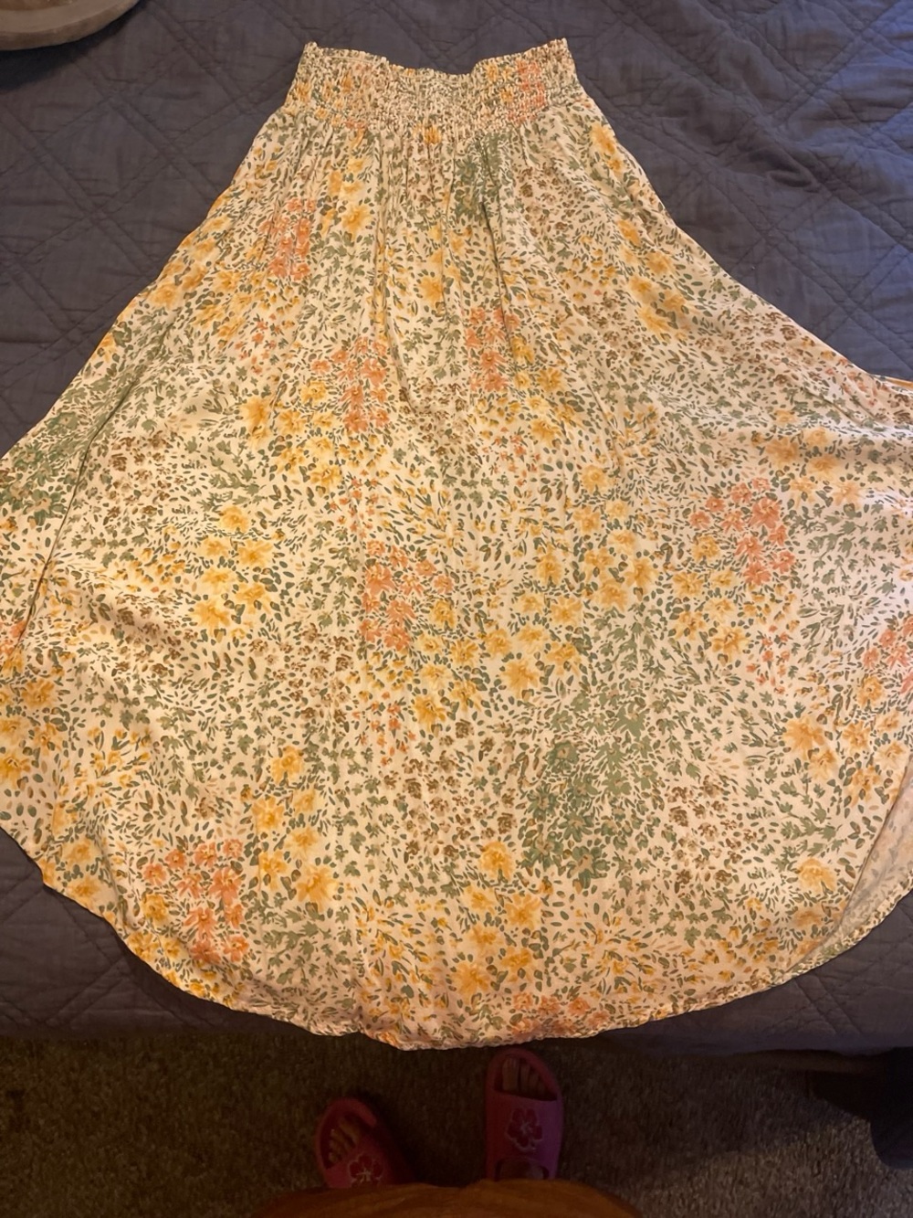 Final Touch Floral  Skirt in Cream and Yellow
